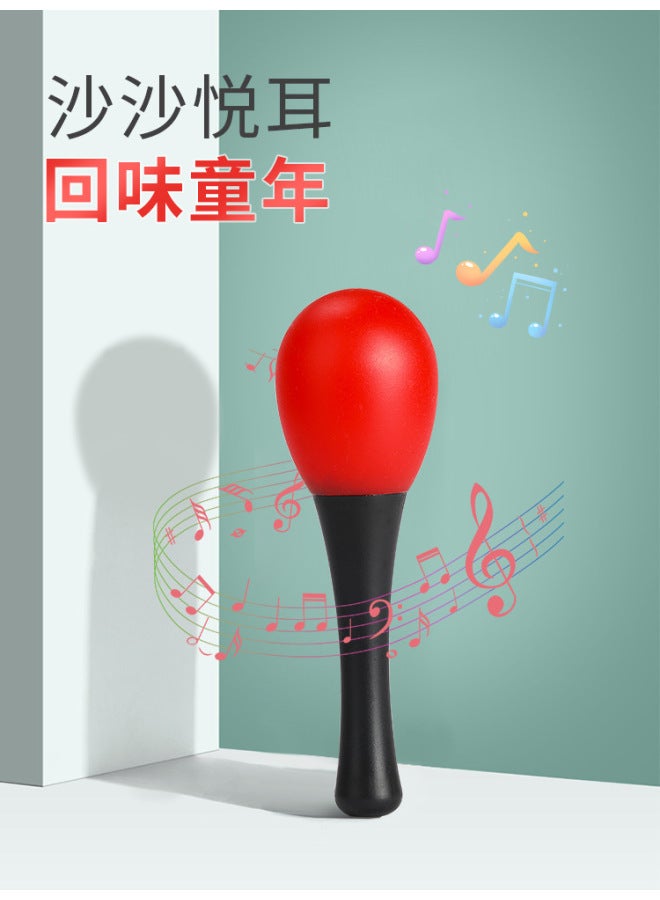 Small Sand Hammer Baby Red Bite Rattle Hand Grasping Training Newborns Listening To Black And White Early Education Educational Toys - Image 3